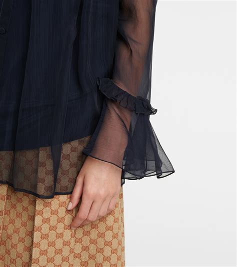 gucci ruffled silk blouse|Gucci chiffon blouse.